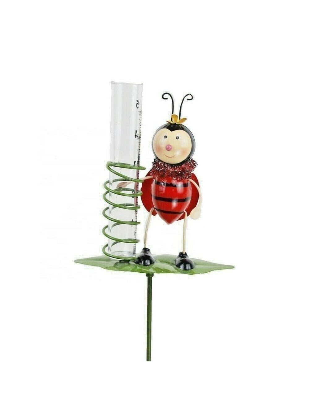 Yard Decor Garden Outdoor Ladybug Rain Gauge